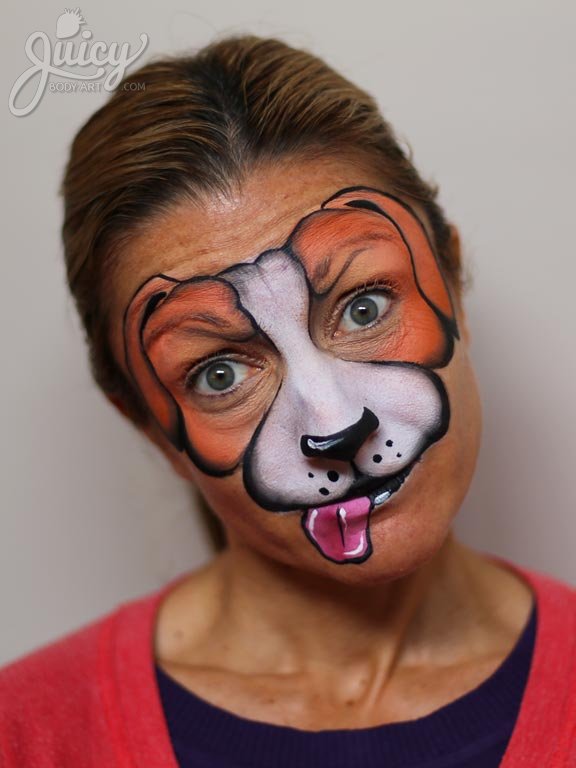 Puppy facepaint  Dog face paints, Face painting easy, Girl face painting