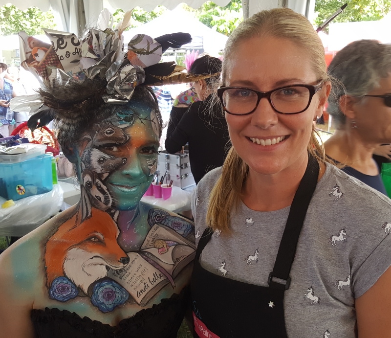Artist Kris O'Neil and winning entry face paint 2017